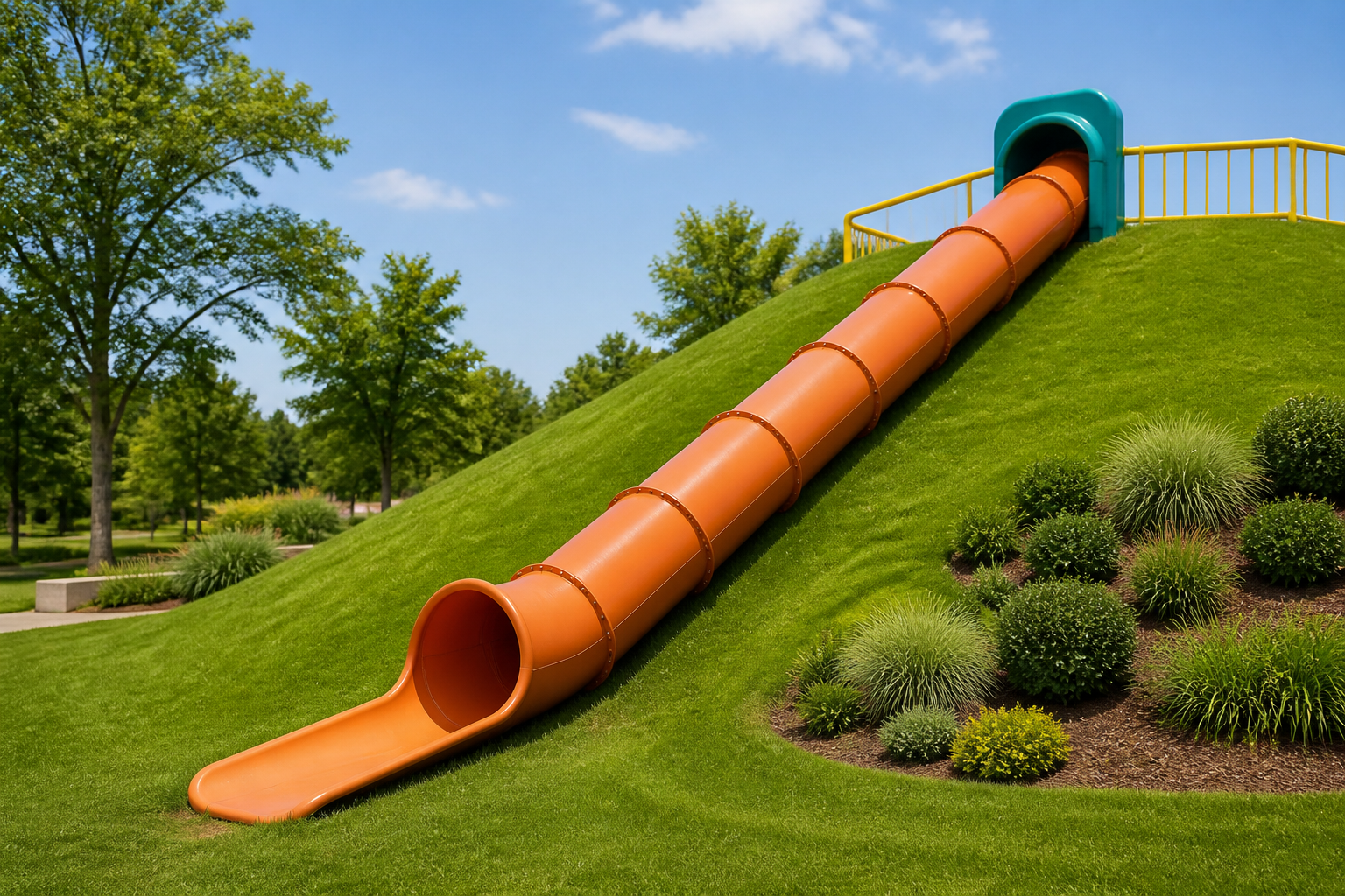 Tube slide hill unit