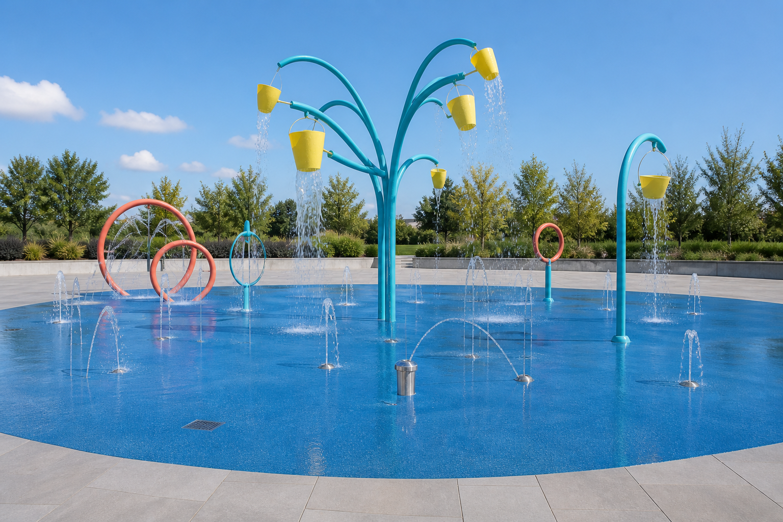 Splash pad cluster